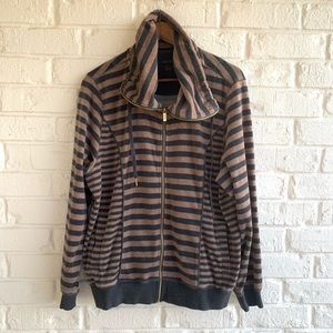 Calvin Klein Striped Velour Zip Up Jacket
